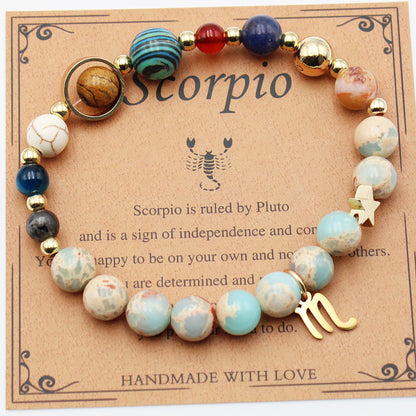 Zodiac Natural Stone Bracelet – Constellation Beaded Bracelet with Agate & Shoushan Stone
