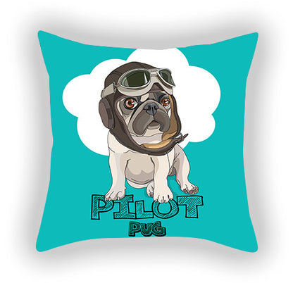 Blue Series Pet Dog Print Pillow Cover – Sofa, Balcony & Car Cushion Case for Dog Lovers