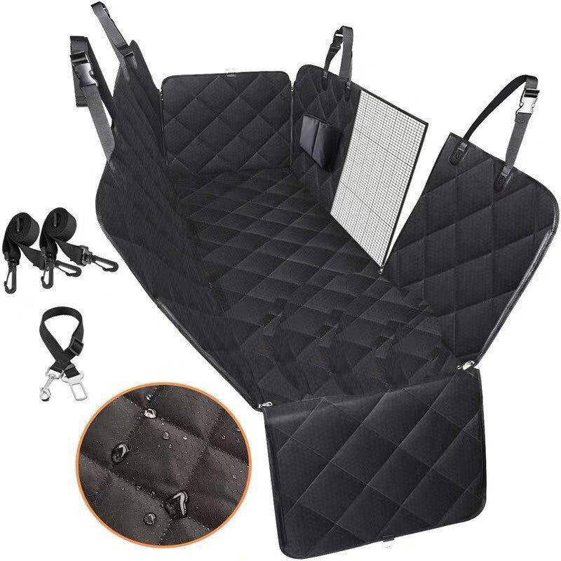 Dog Car Seat Cover – Mesh Hammock with Zipper, Safety Belt & Waterproof Protection