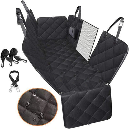 Dog Car Seat Cover – Mesh Hammock with Zipper, Safety Belt & Waterproof Protection