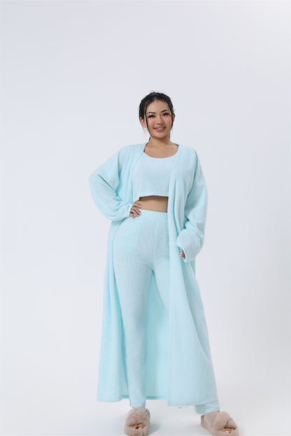 Cozy 3 Piece Pajama Lounge Set – Soft Fluffy Loungewear for Women
