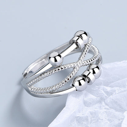 Rotatable Double-Layer Hollow Anxiety Relief Ring – Open Design for Women