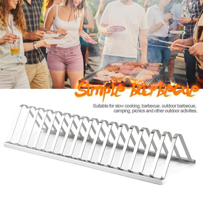 Stainless Steel BBQ Rib Rack – Smoking & Grilling Holder Stand for Outdoor Picnic