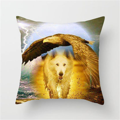 3D Fluorescent Wolf Polyester Pillowcase – Home Decoration Cushion Cover (No Pillow Core)