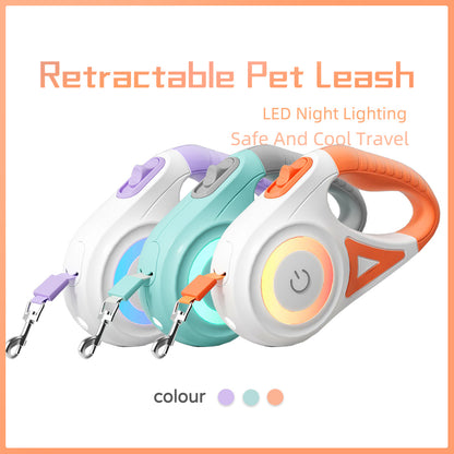 Retractable Dog Leash with Collar – One-Button Brake for Small & Medium Dogs