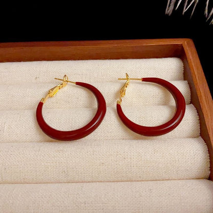 Retro Oil-Spot Glaze Drop Earrings – Sweet Tassel Circle Jewelry for Women
