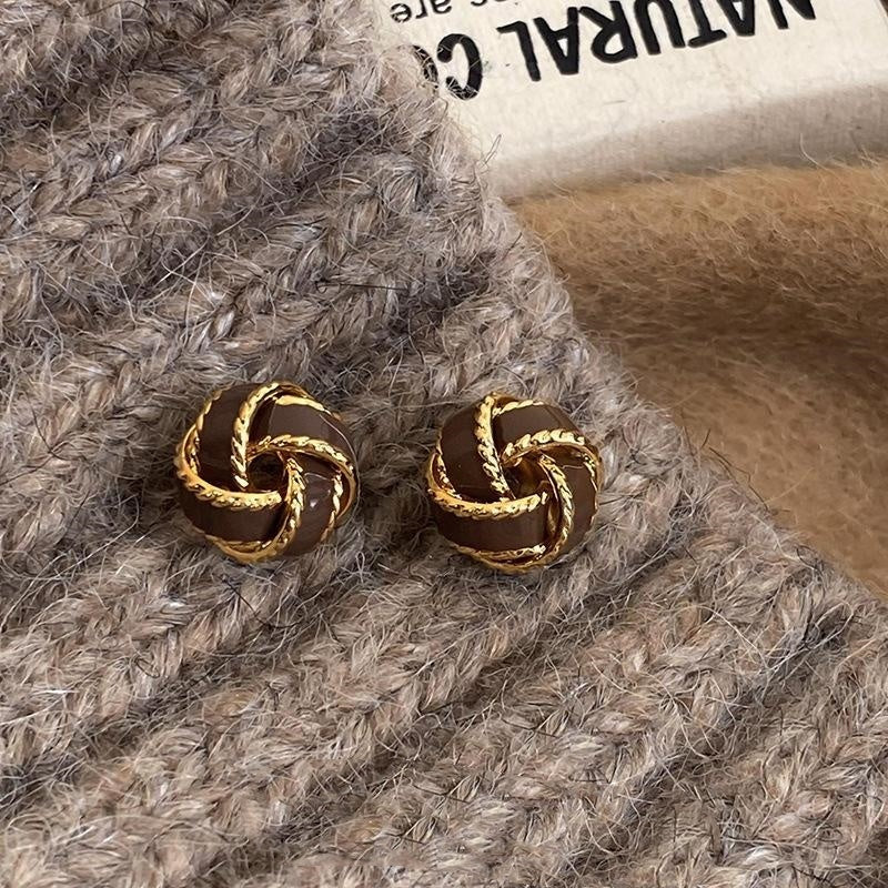 Retro Block Copper Earrings – Simple Versatile Jewelry for Women