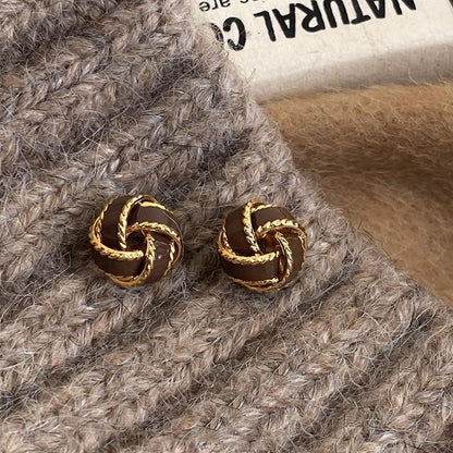 Retro Block Copper Earrings – Simple Versatile Jewelry for Women