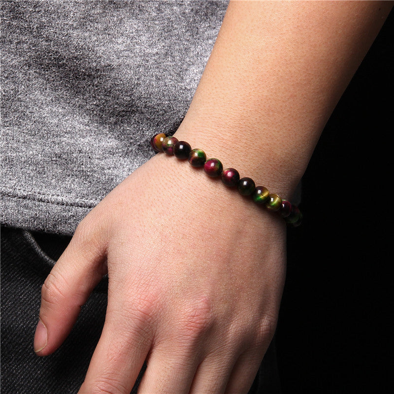 Natural Stone 8mm Bead Bracelet – Handmade Colorful Gemstone Jewelry for Men