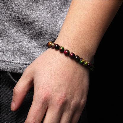 Natural Stone 8mm Bead Bracelet – Handmade Colorful Gemstone Jewelry for Men