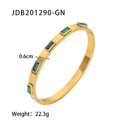 Gold-Plated Stainless Steel Bracelet with Zirconia – Trendy Women’s Jewelry