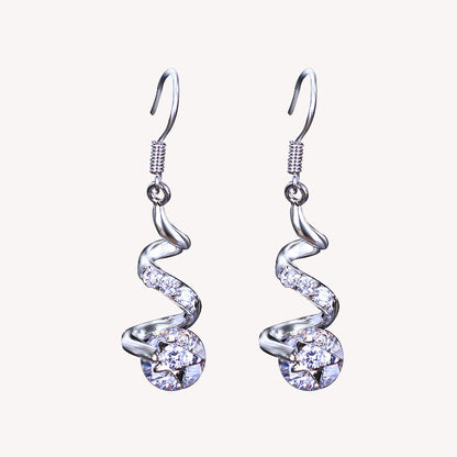 Purple Zircon Spiral Ear Hook Earrings – Geometric Copper Jewelry for Women