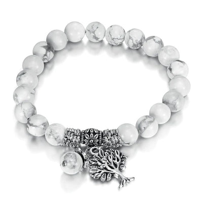 White Turquoise Frosted Bead Bracelet – 8mm Natural Stone Jewelry for Women