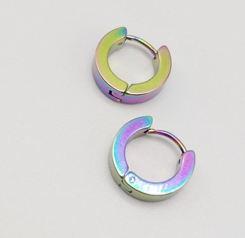 Simple Stainless Steel Hoop Earrings – Electroplated 4×9mm Jewelry for Women