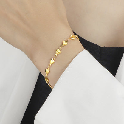 Heart Chain Stainless Steel Bracelet – Elegant Love Jewelry for Women