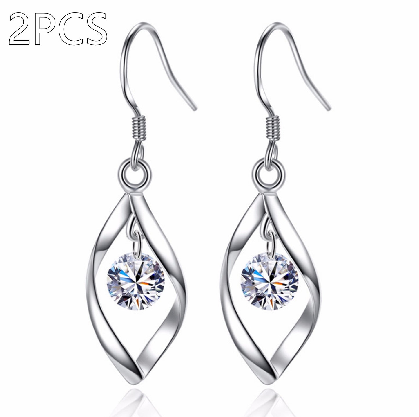 Platinum Zircon Copper Earrings – Electroplated White Gold Jewelry for Women