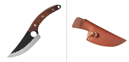 Stainless Steel Hand Hammered Boning Knife – Household Kitchen Knife with Wood Handle