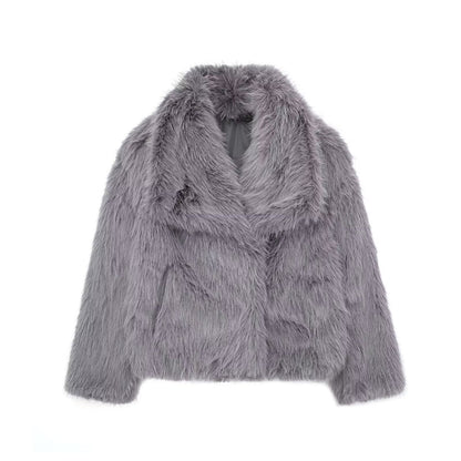 Women's Winter Plush Coat – Warm Fluffy Lapel Jacket