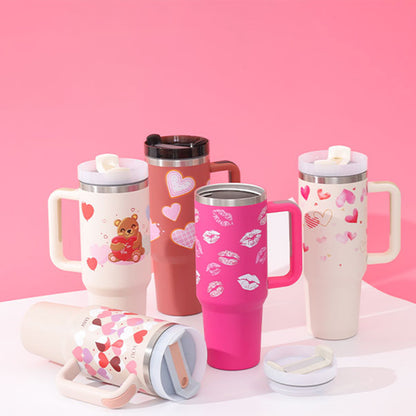 40 Oz Insulated Tumbler with Handle & Straw – Stainless Steel Vacuum Cup