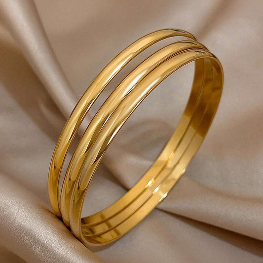18K Gold-Plated Copper Circle Bracelet – Minimalist Elegant Jewelry for Women