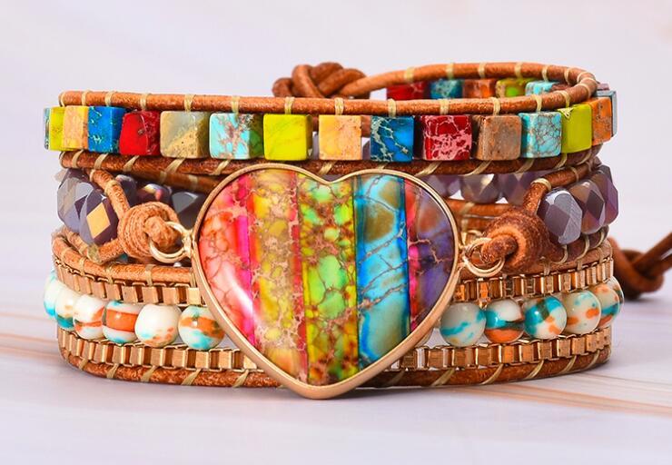 Natural Agate Hand-Woven Bracelet – Heart Shape Spiritual Jewelry for Women & Men