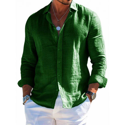 Men's Long Sleeve Casual Shirt – Loose Lapel Button-Up Plus Size
