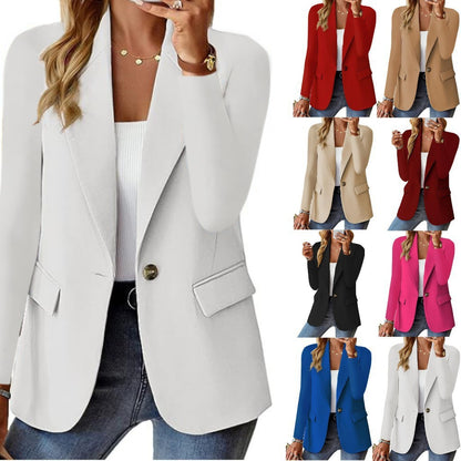 Women's Lapel Button Suit Jacket – Casual Commuter Style