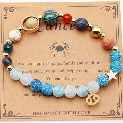Zodiac Natural Stone Bracelet – Constellation Beaded Bracelet with Agate & Shoushan Stone