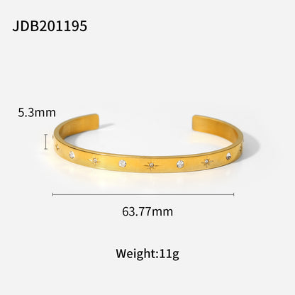 Gold-Plated Stainless Steel Bracelet with Zirconia – Trendy Women’s Jewelry