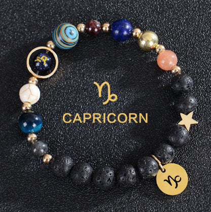 Eight Planets Zodiac Bracelet – Frosted Natural Stone Beads for All 12 Signs