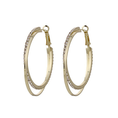 Circle Diamond Drop Earrings – Korean Affordable Luxury Alloy Jewelry for Women