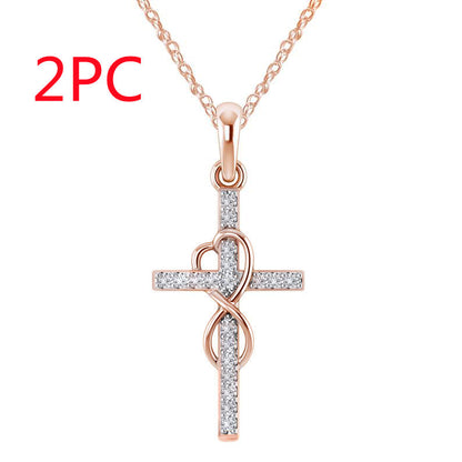 Cross Necklace with Diamond Pendant – Gold, Rose Gold & Silver