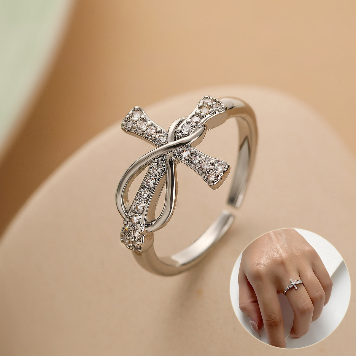 Color Matching Copper Cross Ring – Evil Eye Fashion Jewelry for Women