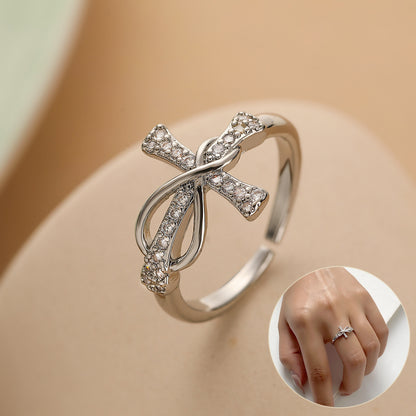 Color Matching Copper Cross Ring – Evil Eye Fashion Jewelry for Women