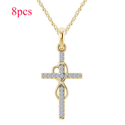 Cross Necklace with Diamond Pendant – Gold, Rose Gold & Silver