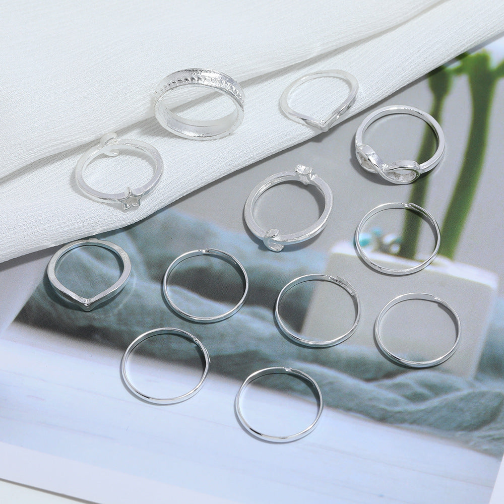 Metal Silver Ring Set – Minimalist Stackable Jewelry for Women