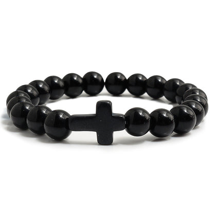Turquoise Cross Bead Bracelet – Colorful Natural Stone Jewelry for Men & Women
