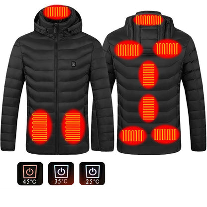 USB Electric Heated Jacket – Thermal Winter Coat with Removable Hood