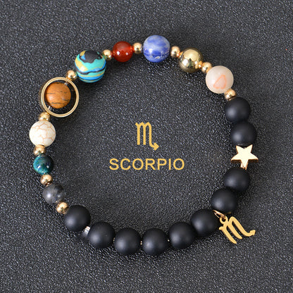 Eight Planets Zodiac Bracelet – Frosted Natural Stone Beads for All 12 Signs