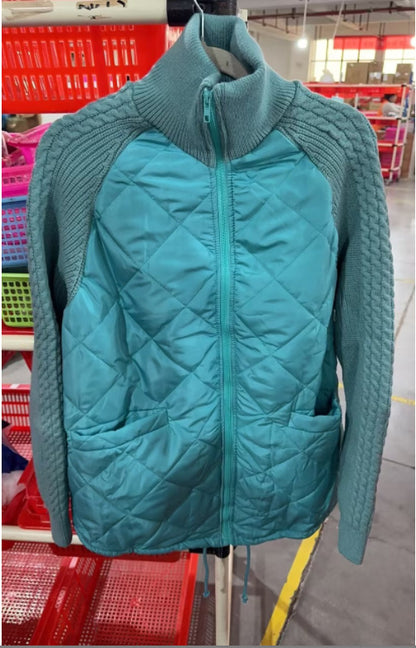 Women's Winter Stand Collar Knitted Jacket with Pockets & Zipper