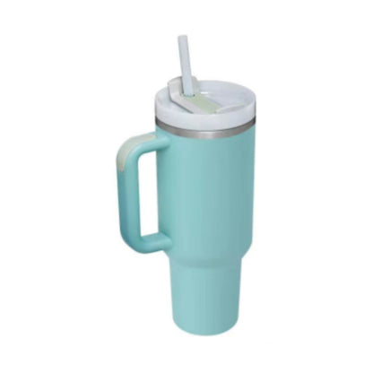 40 Oz Insulated Tumbler with Handle & Straw – Stainless Steel Vacuum Cup