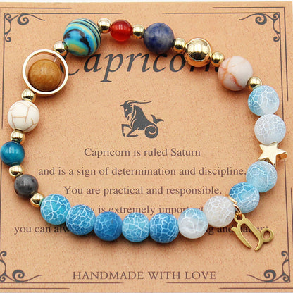 Zodiac Natural Stone Bracelet – Constellation Beaded Bracelet with Agate & Shoushan Stone
