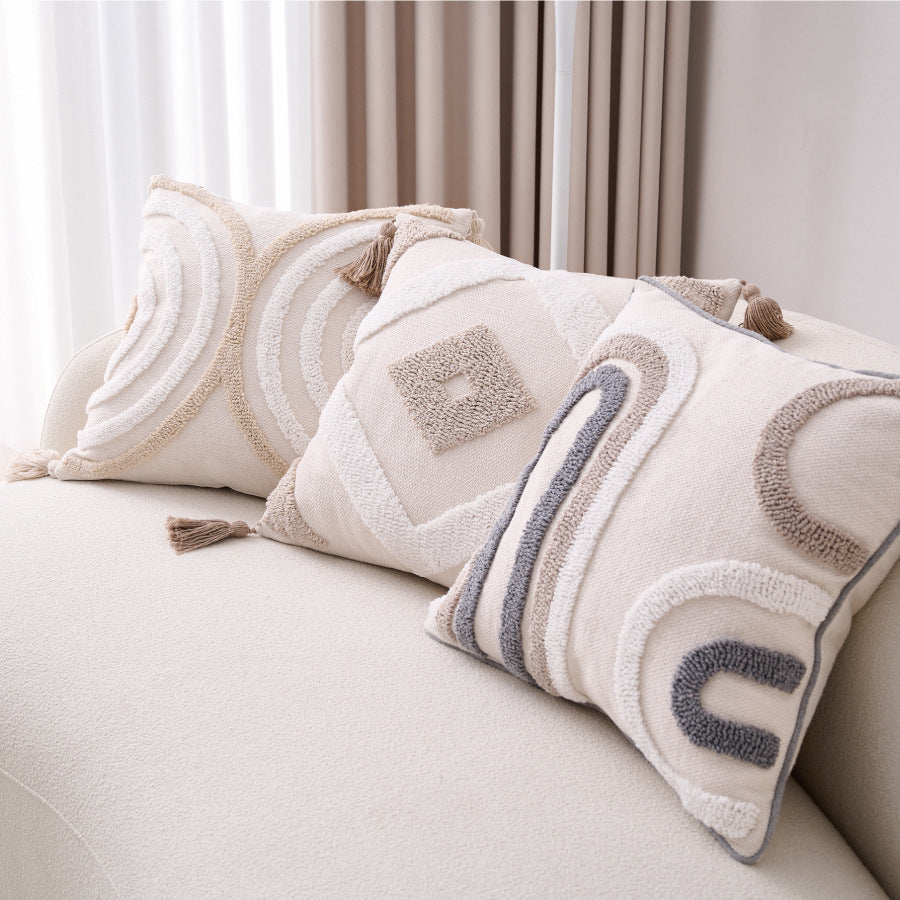 Bohemian Tufted & Tassel Cushion Cover 45x45cm – Ins Style Cotton Linen Pillow Cover for Sofa & Bay Window