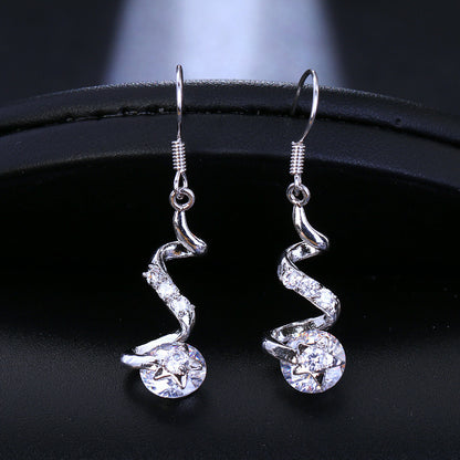 Purple Zircon Spiral Ear Hook Earrings – Geometric Copper Jewelry for Women