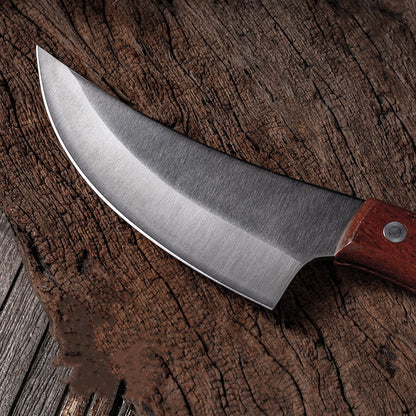 Forged Picnic Knife – Sharp Non-Grinding Outdoor Knife with Leather Sheath