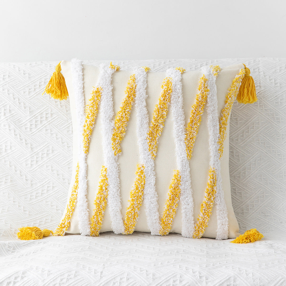 Bohemian Geometric Tufted Pillowcase – Decorative Cushion Cover for Sofa & Home Decor