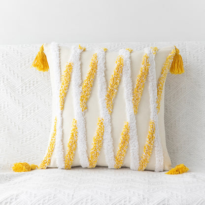 Bohemian Geometric Tufted Pillowcase – Decorative Cushion Cover for Sofa & Home Decor