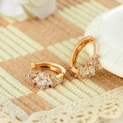 Square Zircon Copper Earrings – Korean Geometric Jewelry for Women