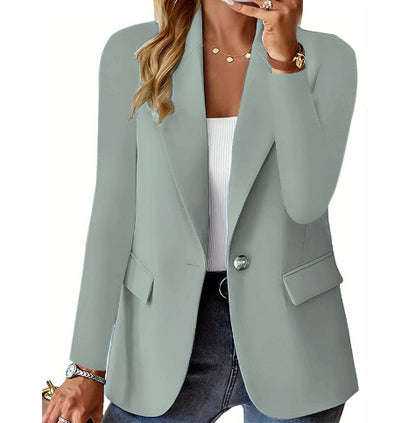 Women's Lapel Button Suit Jacket – Casual Commuter Style
