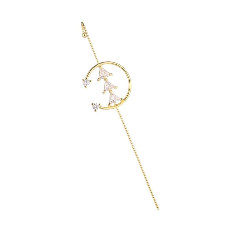 Ear Wrap Crawler Zircon Earrings – Korean Gold & Silver Copper Jewelry for Women